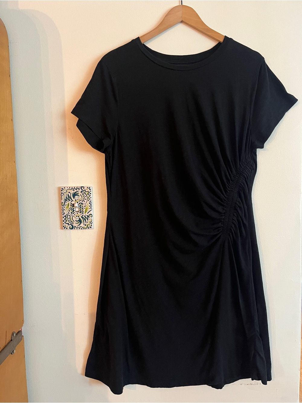 Universal Thread Black Side-Ruched Short Sleeve Tunic Dress